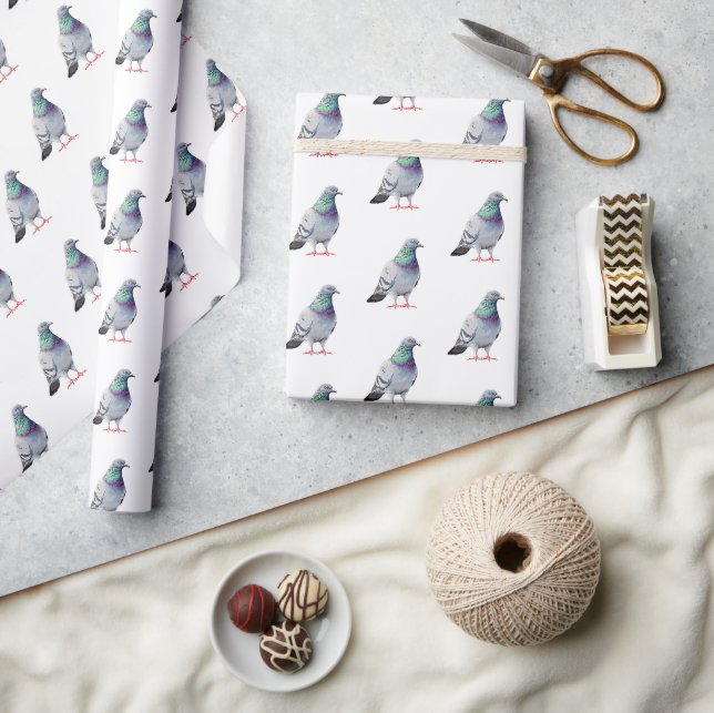 Modern Trendig Pigeon-design Mönster Presentpapper (Hantverk)