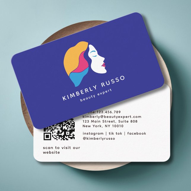 Modern, Trendig, QR-kod, salon, kvinnohandel, Logo Visitkort (Modern, Trendy, QR Code, Salon, Women-Logo, colorful Business Card)