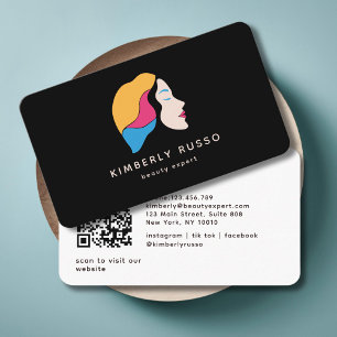 Modern, Trendig, QR-kod, salon, kvinnohandel, Logo Visitkort