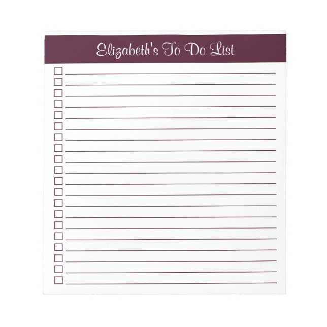 Modern Trendig Red Brown One Column Checklist Anteckningsblock (Framsida)