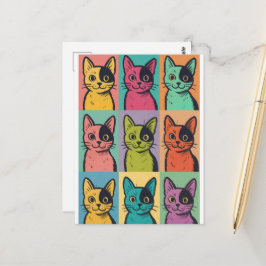 Modern trendig retro postkort med Pop Art-kattfoto Vykort