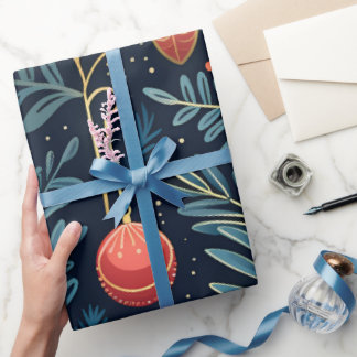 Modern Trendig Röd & Blå Elegant Jul Presentpapper