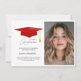 Modern Trendig Röd Examen Keps och Tofs Inbjudningar