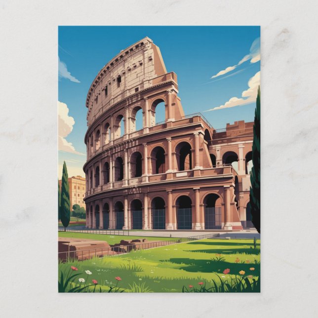Modern trendig Rom Italien Colosseum Vykort (Framsida)