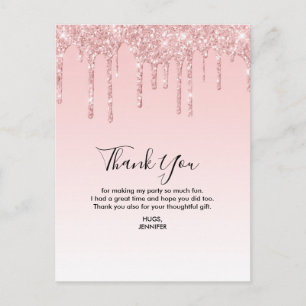 Modern Trendig Rosa Falsk Flytande Glitter Vykort