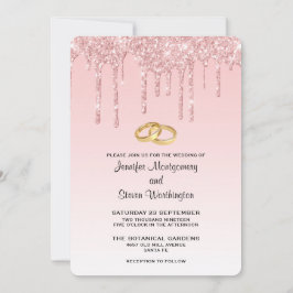 Modern Trendig Rosa Falskt Glitter Bröllop Inbjudningar