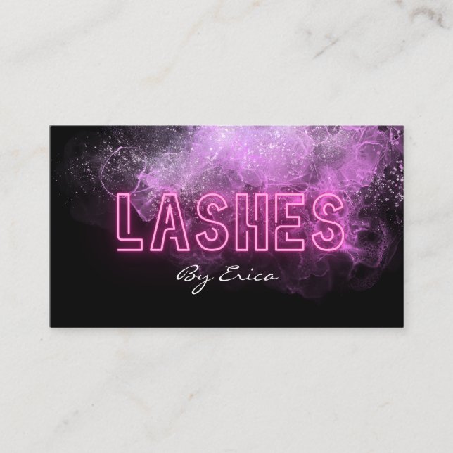 Modern Trendig Rosa Neon Lash Beauty Business Car Visitkort (Framsida)