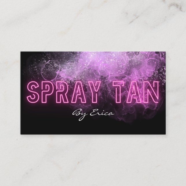 Modern Trendig Rosa Neon Spray Tan Tanning Busines Visitkort (Framsida)