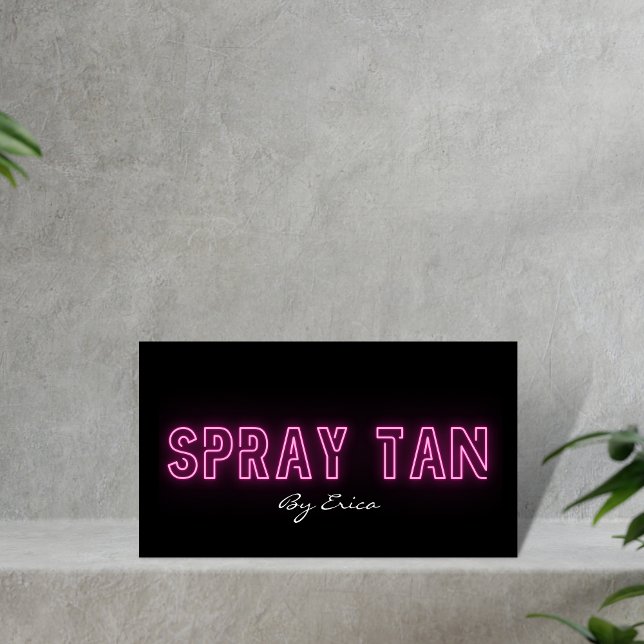Modern Trendig Rosa Neon Spray Tan Tanning Visitkort (Skapare uppladdad)