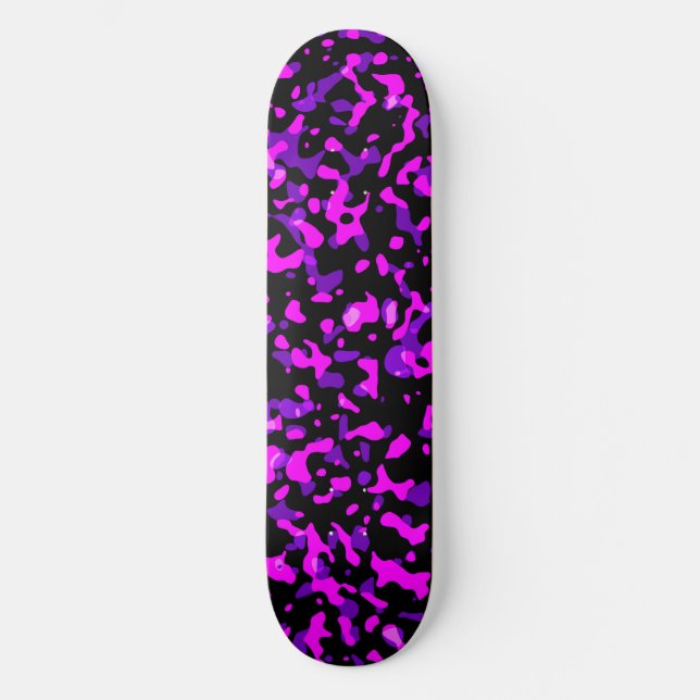 Modern Trendig Rosa och Lila Camouflage Mönster Mini Skateboard Bräda 18,5 Cm (Framsida)