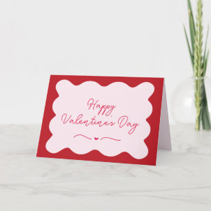 Modern Trendig Rosa & Red Scalloped Valentine Kort