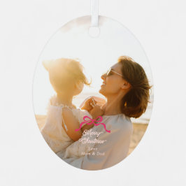 Modern Trendig Rosa Retro Bows Photo jul Julgransdekoration