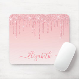 Modern Trendig Rosa Rodnad Glitter Stilfullt Skrif Musmatta