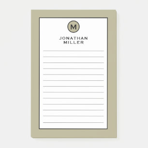 Modern Trendig Salggrön Monogram Utlinerad Post-it Block