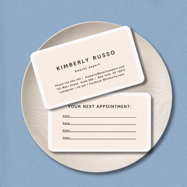Modern, Trendig, Salon-avtalskort Tidsbeställning Kort (Modern, trendy, salon, beige appointment card.)