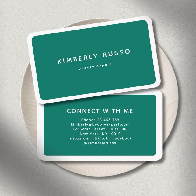 Modern Trendig Salong Grön Visitkort (Modern Trendy Salon Red-Pink Business Card)