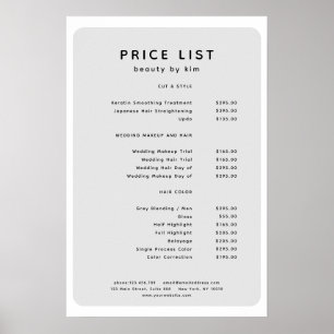 Modern, trendig, salong prislista affisch