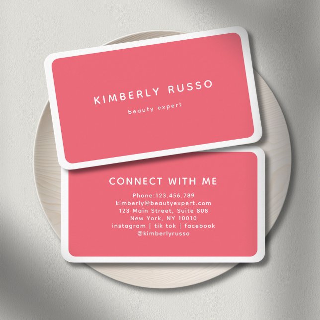 Modern Trendig Salong Röd-Rosa Visitkort (Modern Trendy Salon Red-Pink Business Card)