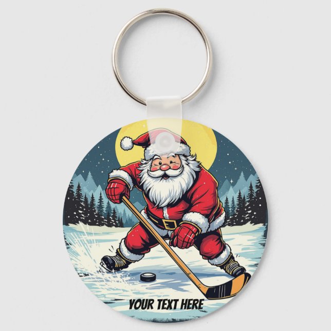 Modern Trendig Santa Pay Ice Hockey Anpassningsbar Nyckelring (Framsida)