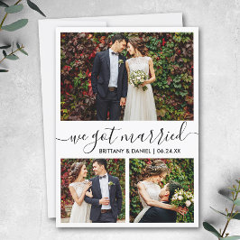 Modern Trendig Script 3 Photo We Har Married Meddelande