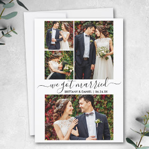 Modern Trendig Script 4 Photo We Har Married Meddelande
