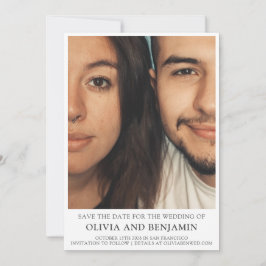 Modern Trendig Serif Typography Photo Bröllop Spara Datumet
