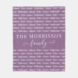 Modern Trendig-skript för familjemedlemmen Namn Mö Fleecefilt