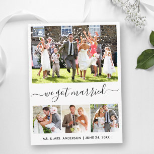 Modern Trendig-skript Vi Har Married 4 Photo Vykort