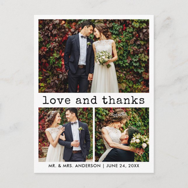 Modern Trendig Skrivmaskinstext 3 Foto Tack Vykort (Framsida)