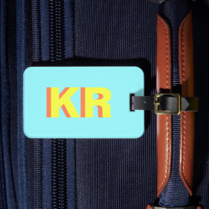 Modern Trendig Skuggmonogram Personlig Bagagebricka