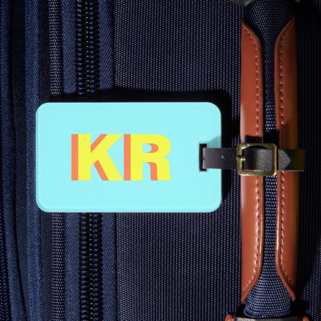 Modern Trendig Skuggmonogram Personlig Bagagebricka (Framsida Insitu 4)