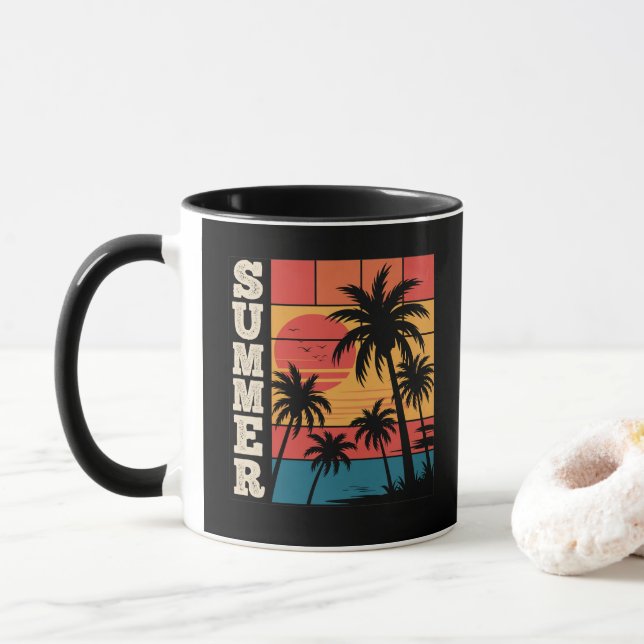 Modern Trendig, sommarsolnedgången Beach Handflata Mugg (Med munk)