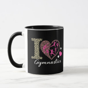 Modern Trendig Söt Jag Älskar Gymnastik Leopard Mugg