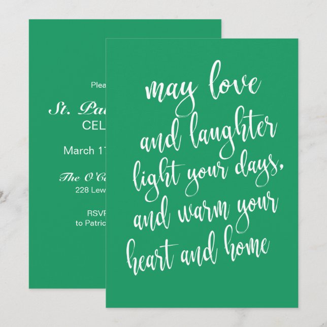 Modern trendig St. Patricks dag-fest Inbjudningar (Fram/baksida)
