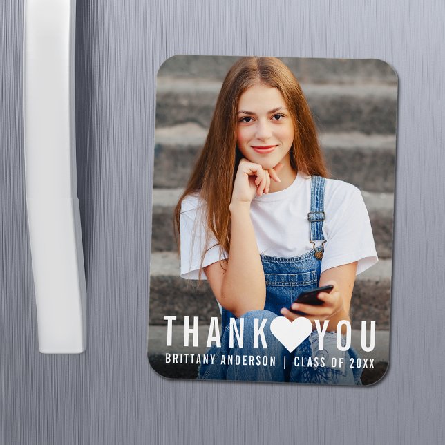 Modern Trendig Studenten Tack Heart Magnet (Customize to change text size or text style.)