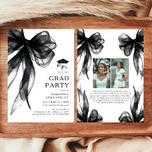 Modern Trendig Svart Båge Foto Examen Fest