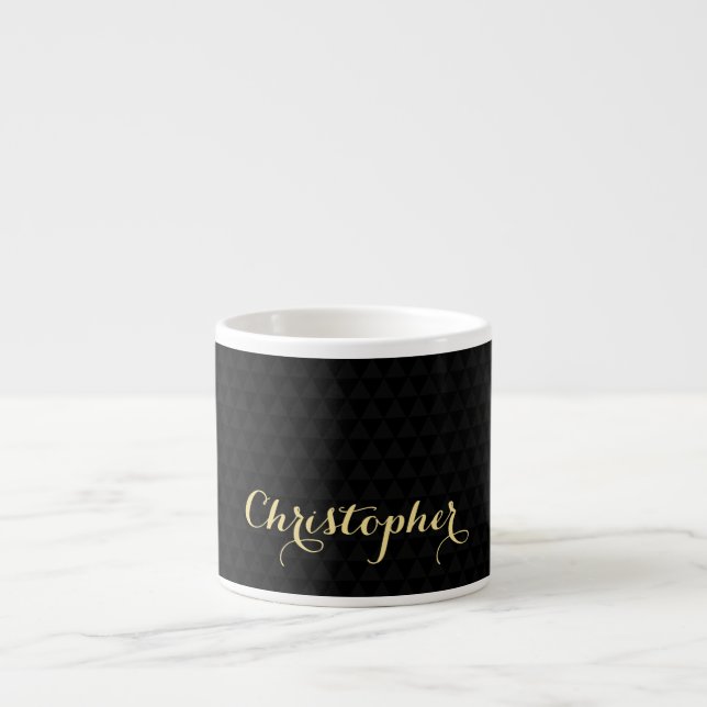 Modern Trendig Svart Elegant Falskt Guld Typografi Espressomugg (Framsidan)