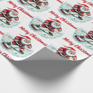 Modern Trendig Tomte Spelar Ishockey Presentpapper