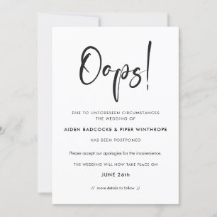 Modern trendig typografi Ojämn bröllopsuppdatering Inbjudningar