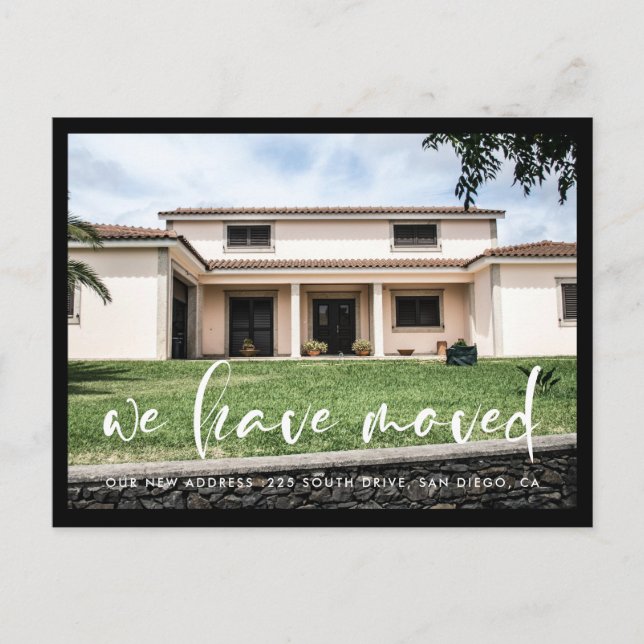 Modern trendig-typografi Vi har flyttat Vykort (Framsida)