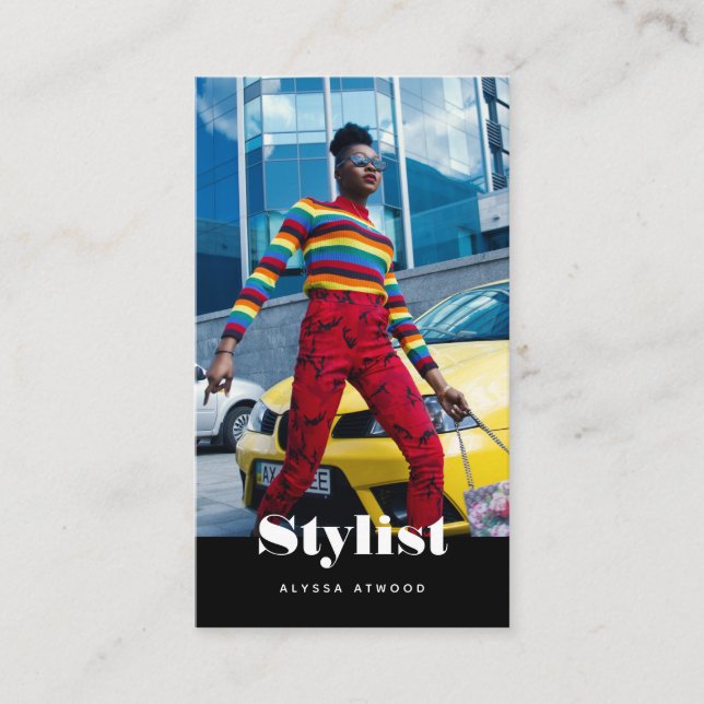 Modern Trendig Typography Stylist Mode Visitkort (Framsida)