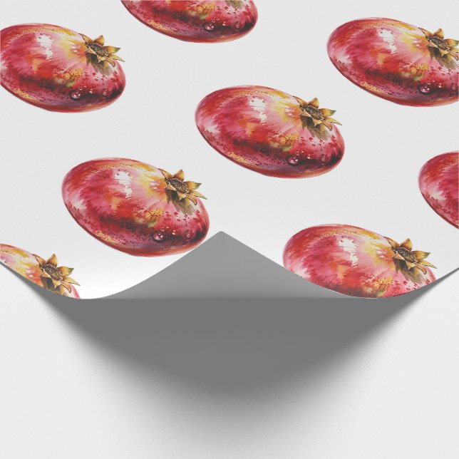 Modern Trendig Vattenfärg Frukt Granatäpple Presentpapper (Hörn)