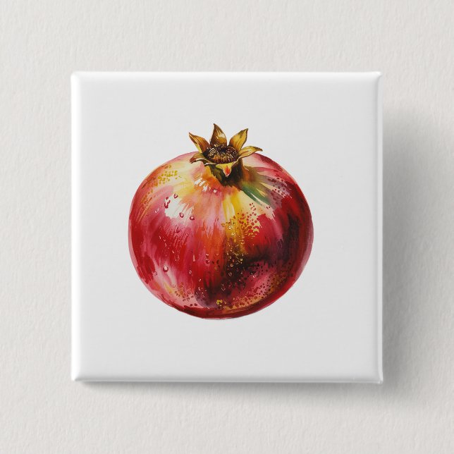 Modern Trendig Vattenfärg Pomegranate  Knapp (Framsida)