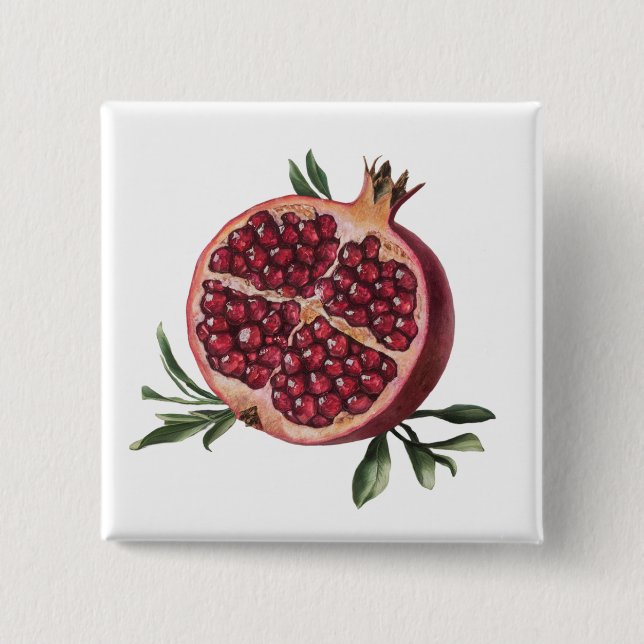 Modern Trendig Vattenfärg Pomegranate  Knapp (Framsida)