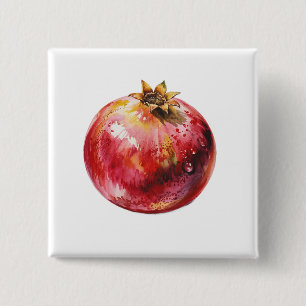 Modern Trendig Vattenfärg Pomegranate Knapp