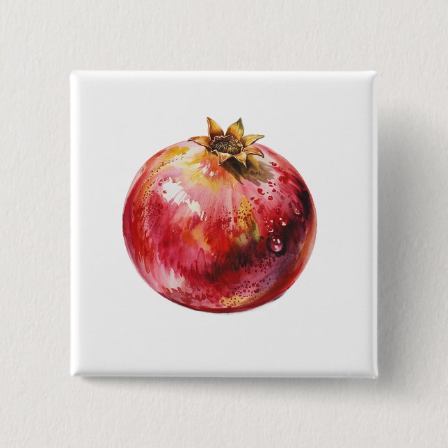 Modern Trendig Vattenfärg Pomegranate  Knapp (Framsida)
