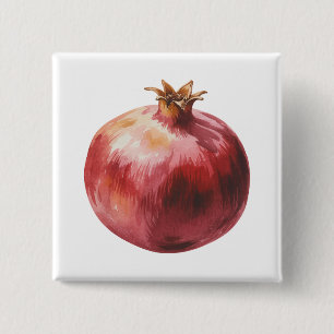 Modern Trendig Vattenfärg Pomegranate Knapp