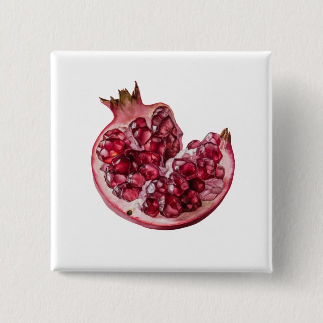 Modern Trendig Vattenfärg Pomegranate  Knapp (Framsida)