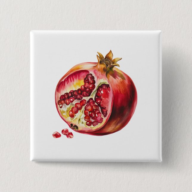 Modern Trendig Vattenfärg Pomegranate  Knapp (Framsida)
