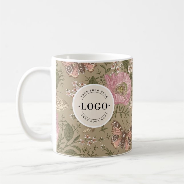 Modern Trendig Vildblomma Botanisk Blommig Monogra Kaffemugg (Vänster)